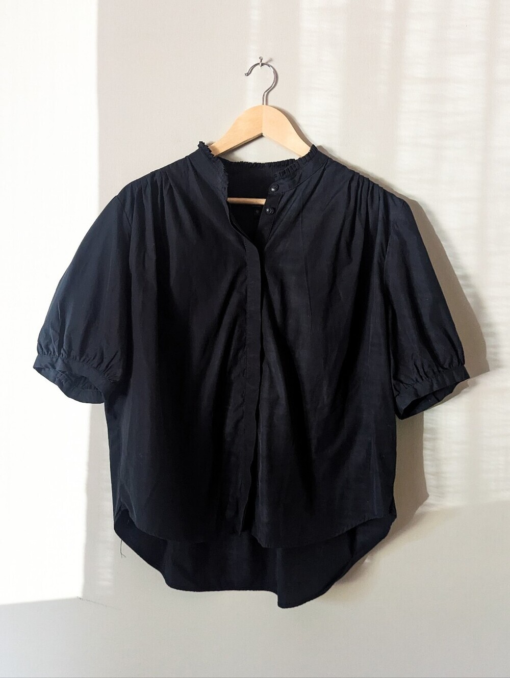 Rag & Bone Black Pleated Collar Blouse